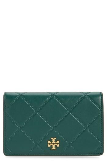 Women's Tory Burch Medium Georgia Slim Leather Wallet - Green