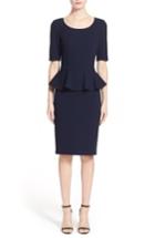 Women's St. John Collection Peplum Milano Pique Knit Dress - Blue