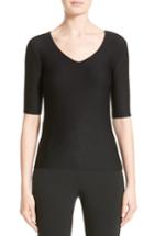 Women's Armani Collezioni Micro Jacquard Jersey Tee Us / 38 It - Black