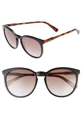 Women's Longchamp 56mm Round Sunglasses - Black/ Havana