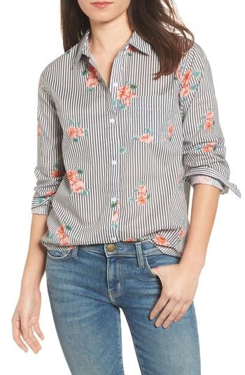 Women's Rails Taylor Floral Stripe Shirt, Size - Black