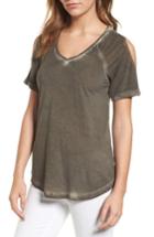 Women's Caslon Cold Shoulder V-neck Tee - Green