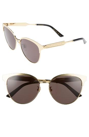 Women's Gucci 57mm Retro Sunglasses - Gold/ Grey