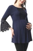Women's Kimi And Kai Alexis Bell Sleeve Babydoll Maternity Top - Blue