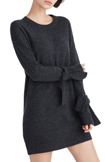 Women's Madewell Tie Cuff Sweater Dress - Grey