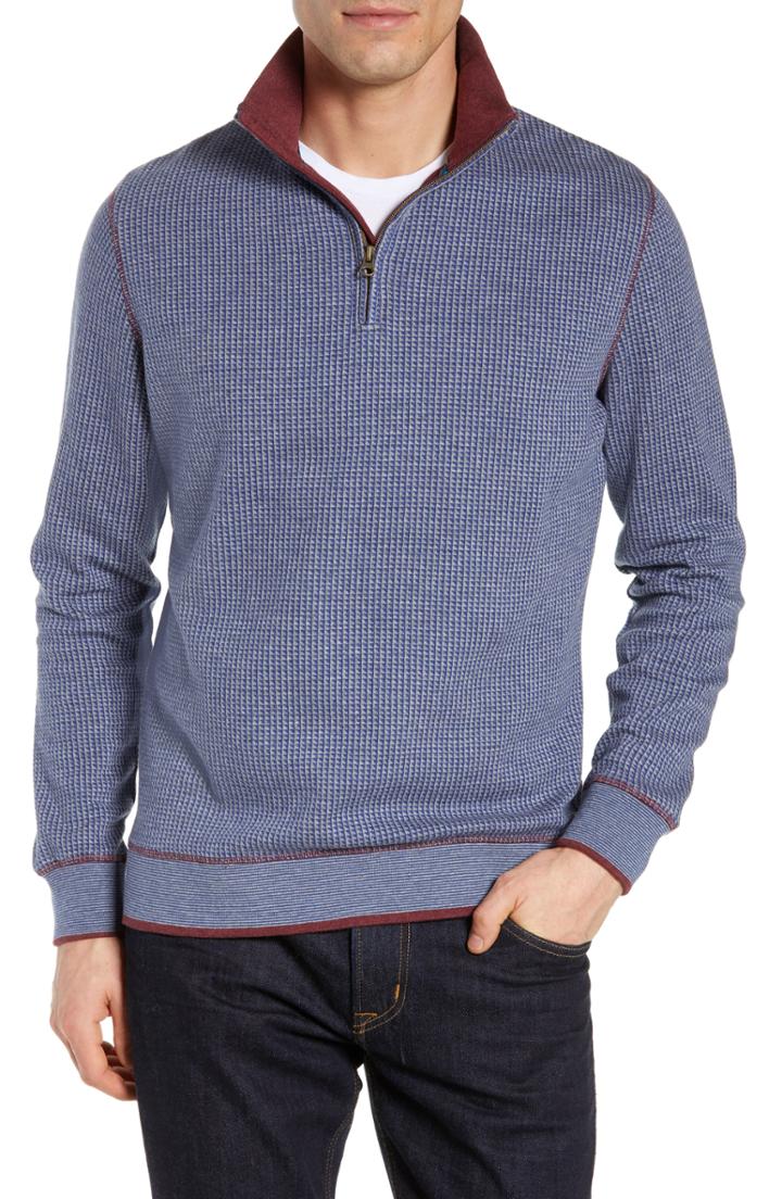 Men's Rober Graham Firth Classic Fit Quarter-zip Pullover, Size - Blue