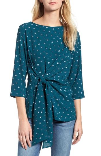 Petite Women's Gibson Tie Front Crepe Top P - Green