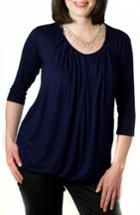 Women's Nurture-elle Pleated Three Quarter Sleeve Nursing Top, Size - Blue