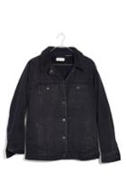 Women's Madewell Oversize Denim Jacket With Fleece Collar, Size - Black