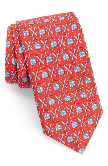 Men's Vineyard Vines Gondola & Skis Silk Tie, Size - Red