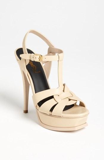 Women's Saint Laurent 'tribute' Sandal .5us / 38.5eu - Beige