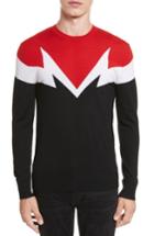 Men's Neil Barrett Colorblock Thunderbolt Merino Wool Sweater