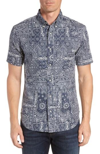 Men's Reyn Spooner Aloha Bandana Fit Sport Shirt, Size Medium - Blue