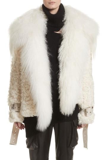 Women's Monse Genuine Shearling & Goat Fur Coat - Ivory