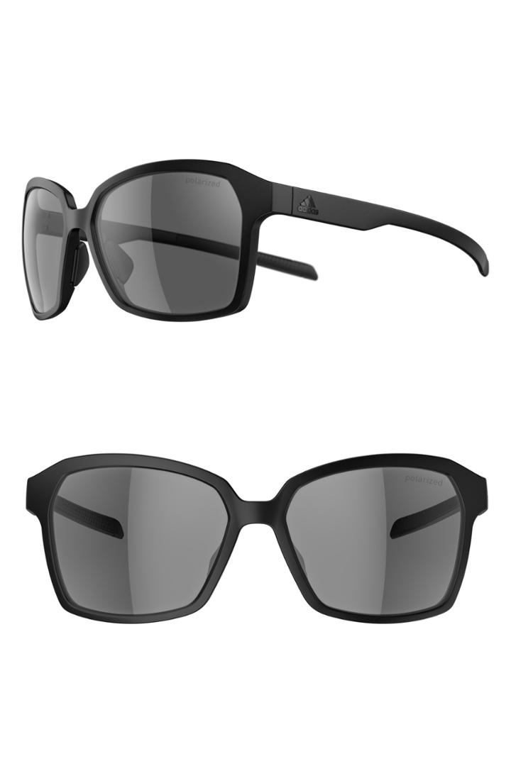 Women's Adidas Aspyr 58mm Polarized Sunglasses - Black Matte/ Grey