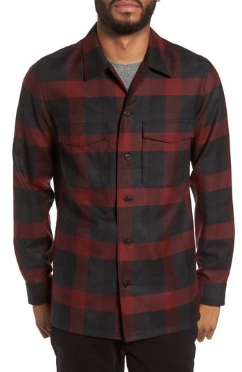 Men's Theory Mory Nc Trim Fit Buffalo Check Shirt - Burgundy