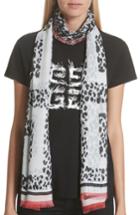 Women's Givenchy 4g Leopard Cashmere & Silk Scarf, Size - Black