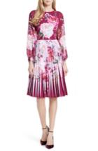 Women's Ted Baker London Esperan Serenity Contrast Pleated Skirt Dress - Burgundy