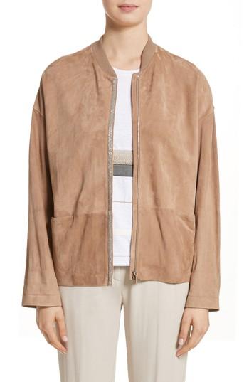 Women's Fabiana Filippi Beaded Suede Jacket Us / 40 It - Brown