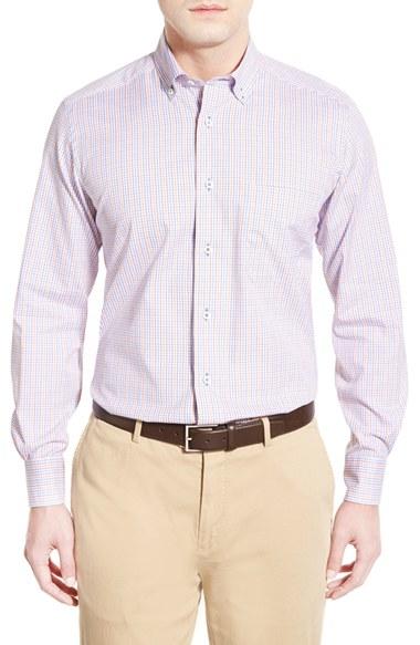 Men's David Donahue Regular Fit Plaid Sport Shirt - Purple