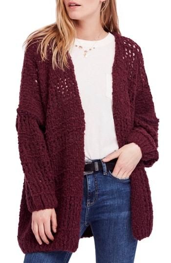 Women's Free People Saturday Morning Cardigan /small - Burgundy