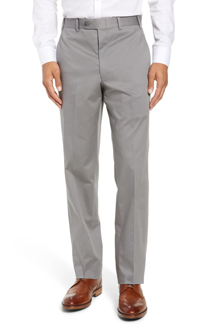 Men's John W. Nordstrom Torino Traditional Fit Flat Front Solid Stretch Cotton Trousers