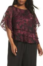 Women's Alex Evenings Tiered Floral Burnout High/low Blouse