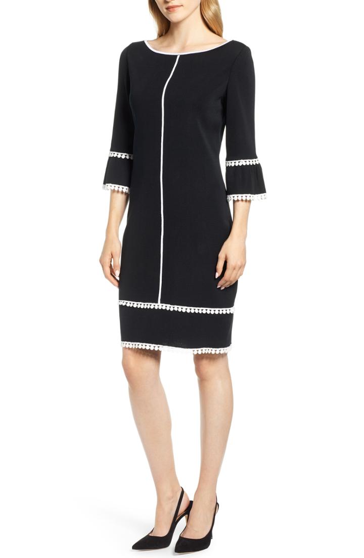 Women's Ming Wang Passementerie Detail Shift Dress - Black