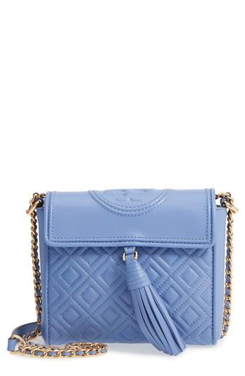 Tory Burch Fleming Quilted Leather Crossbody Bag - Blue