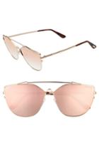 Women's Tom Ford Jacquelyn 64mm Cat Eye Sunglasses - Gold/ Light Brown Mirror