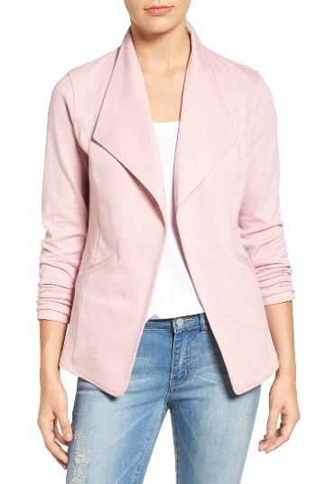 Women's Caslon Cotton Knit Open Front Blazer - Pink