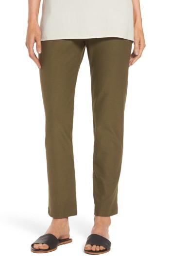 Petite Women's Eileen Fisher Stretch Crepe Slim Ankle Pants P - Green
