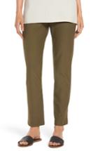 Petite Women's Eileen Fisher Stretch Crepe Slim Ankle Pants P - Green