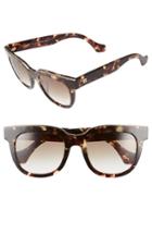 Women's Balenciaga Paris Rectangular 52mm Sunglasses - Dark Havana/ Gradient Green
