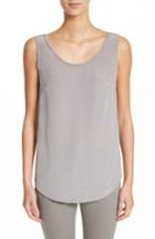 Women's St. John Collection Silk Crepe De Chine & Jersey Blouse - White