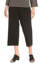 Petite Women's Eileen Fisher Wide Leg Crop Wool Pants, Size P - Black