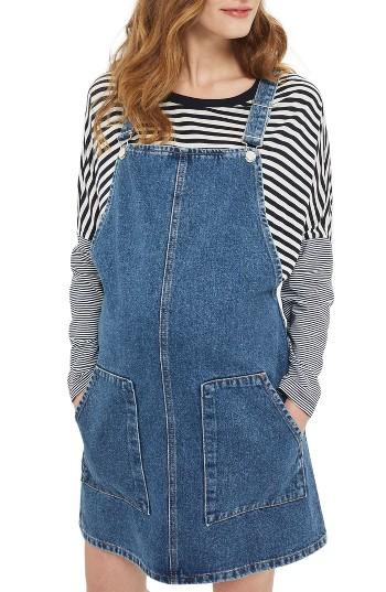 Women's Topshop Maternity Pinafore Dress Us (fits Like 0-2) - Blue