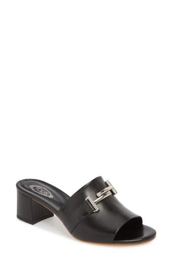 Women's Tod's Double-t Slide Sandal .5us / 35.5eu - Black