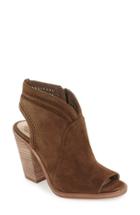 Women's Vince Camuto 'koral' Perforated Open Toe Bootie M - Brown