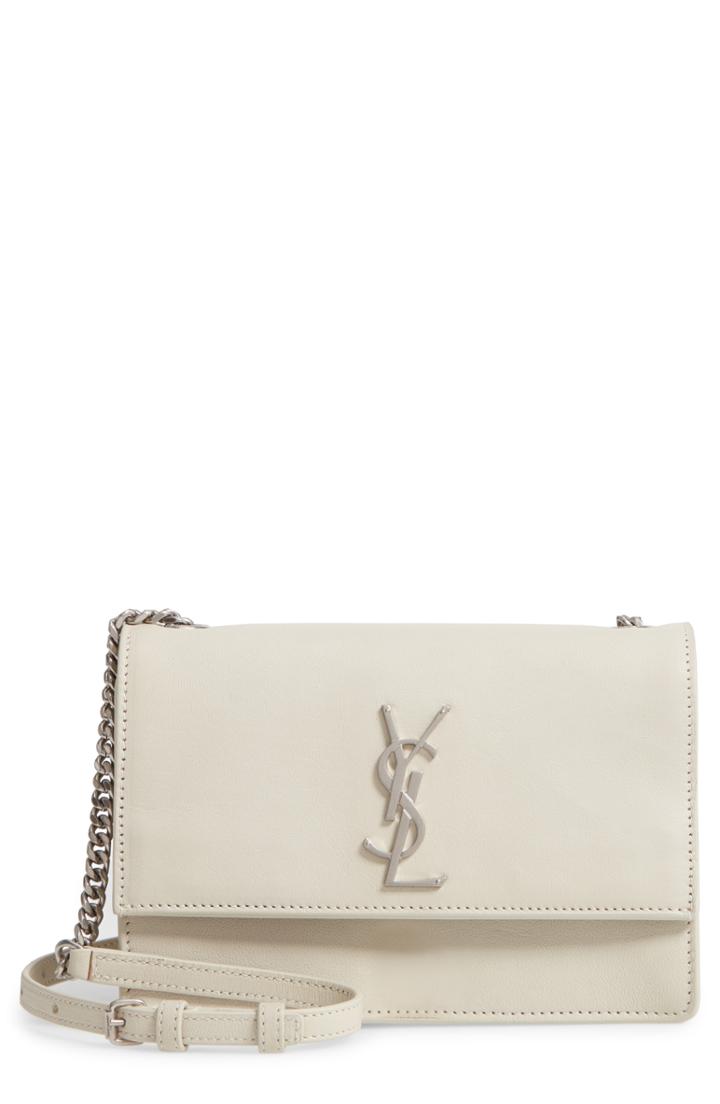 Saint Laurent Small Sunset Leather Shoulder Bag - Ivory