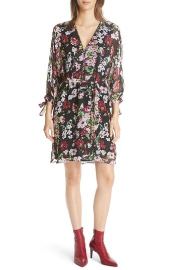 Women's Equipment Natasha Floral Print Silk Dress, Size - Black