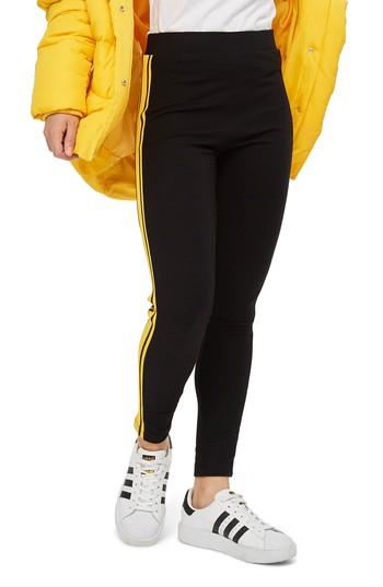 Women's Topshop Side Stripe Ponte Leggings Us (fits Like 2-4) - Black