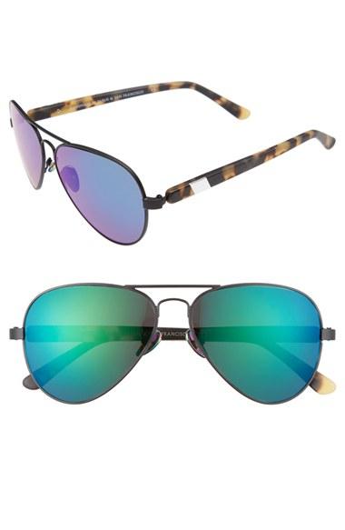 Women's Westward Leaning 'concorde' 58mm Aviator Sunglasses - Sand Tortoise/ Black/ Cyan
