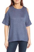 Women's Bobeau High/low Cold Shoulder Sweatshirt - Blue