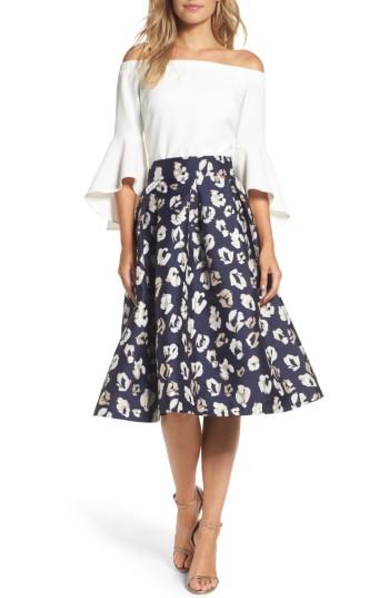 Women's Eliza J Pleated Abstract Jacquard Skirt