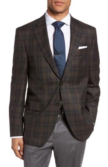 Men's Peter Millar Classic Fit Plaid Wool Sport Coat R - Brown