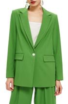 Women's Topshop Oversize Suit Jacket Us (fits Like 0) - Green