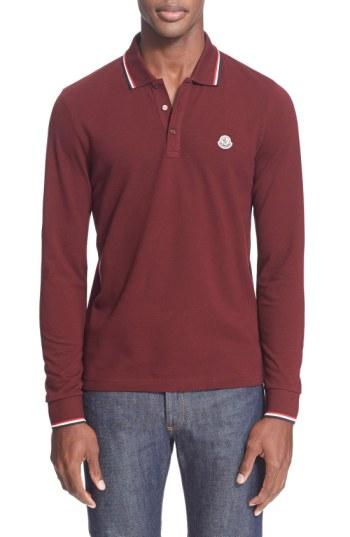 Men's Moncler Tipped Long Sleeve Pique Polo