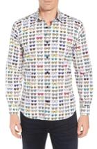 Men's Jared Lang Sunglasses Print Sport Shirt - White