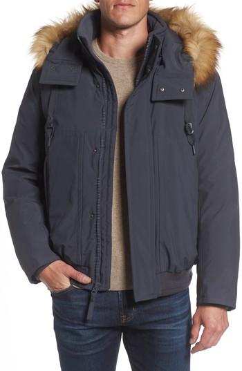 Men's Marc New York Insulated Bomber Jacket With Faux Fur Trim, Size - Grey